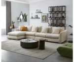 كنب زاوية مودرن من الوت - كتان ناعم - بيج