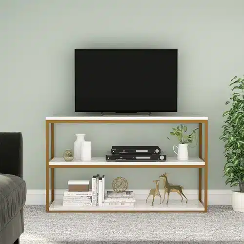 طاولة كونسول رخام ابيض - إطار معدن ذهبي 1