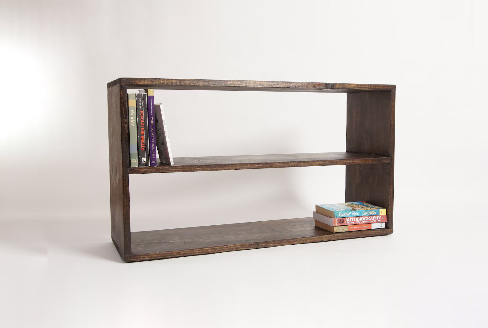 wood-bookshelf-dark-walnut رف كتب خشب مستطيل – ألوان متعددة - الصورة 1