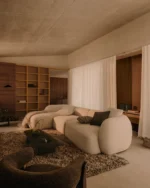 كنب زاوية ليان المودرن – تصميم انسيابي فخم وقماش ناعم