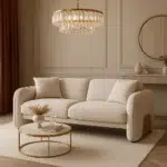 كنبة ثنائي بونو – بيج وذهبي، تصميم فاخر، يوفر جلسة مريحة وأنيقة.