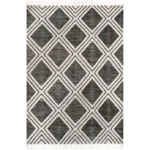 ⁦سجاد أبيض وأسود يدوي فاخر – مقاس 2×3 متر – قطن وصوف⁩ - الصورة ⁦3⁩