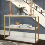 طاولة كونسول رخام ابيض - إطار معدن ذهبي - الصورة 3