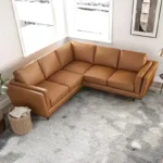 كنب زاوية جلد Elbing - كنب جلد بني